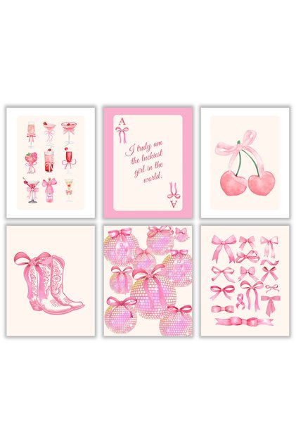 Preppy Poster - 6'lı set - 20x25cm - Kız odası için Trend Posterler - Çerçevesiz