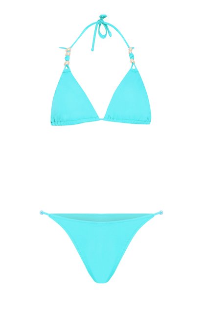İnci Detaylı Mint Yeşili Üçgen Bikini Takım