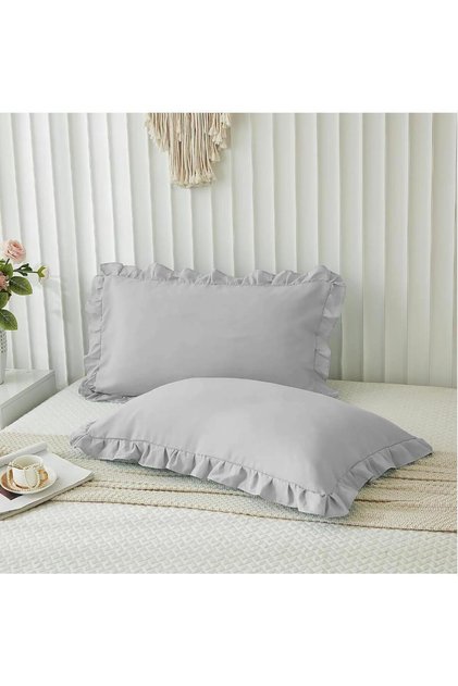 Fırfırlı Yastık Kılıfı 50X70 cm (1 Adet) Açık Gri