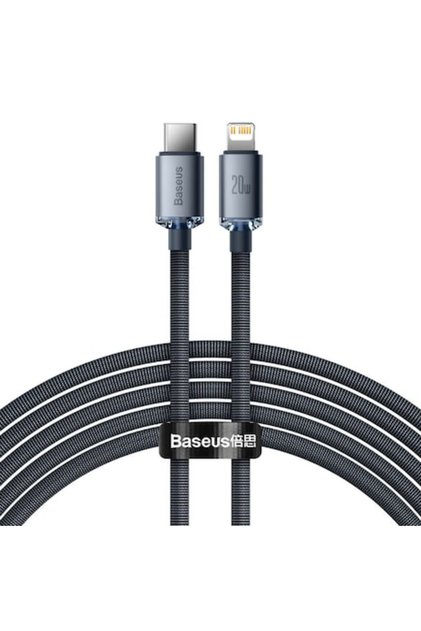 Кабел за данни и зареждане Baseus, плетен с кристален блясък CAJY000301, USB Type-C към Lightning тип, 2 м, 2