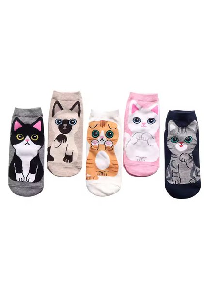 5” Pair of Cat Character Cotton Booties Socks Set