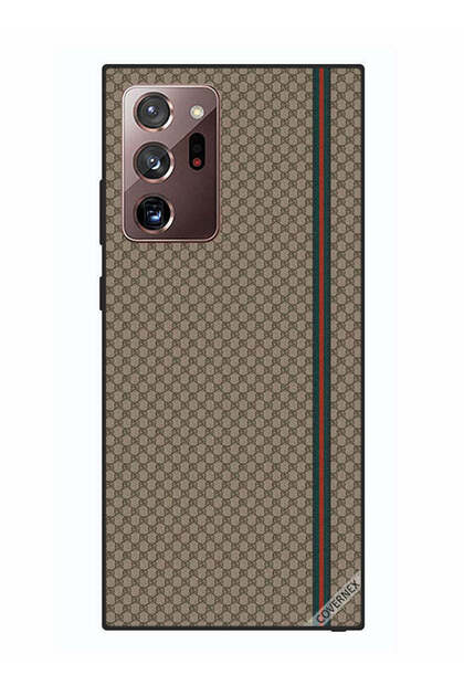 Protective Case Cover For Samsung Galaxy Note 20 Ultra Red & Green Strips On Brown Pattern