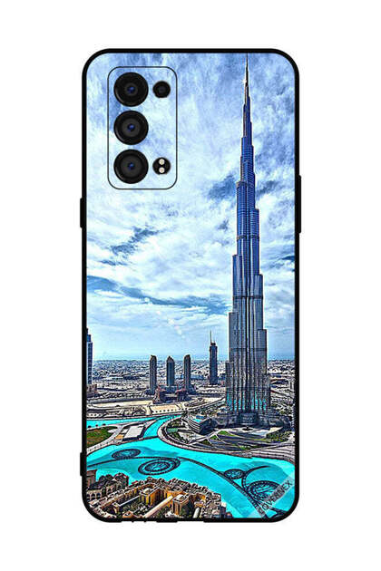 غطاء حماية لهاتف أوبو رينو 6 برو 5G - برج خليفة - غيوم مؤثرة
