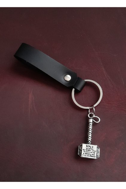 Thor Hammer Symbol Keychain Hand Made Real Leather Keychain