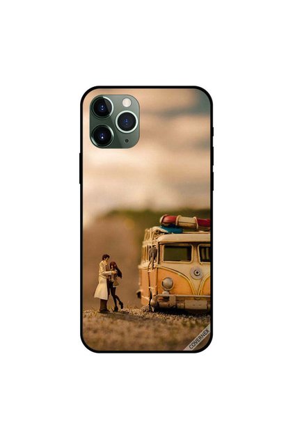 غطاء حماية لهاتف iPhone 11 Pro Max بتصميم حافلة عتيقة وزوجين