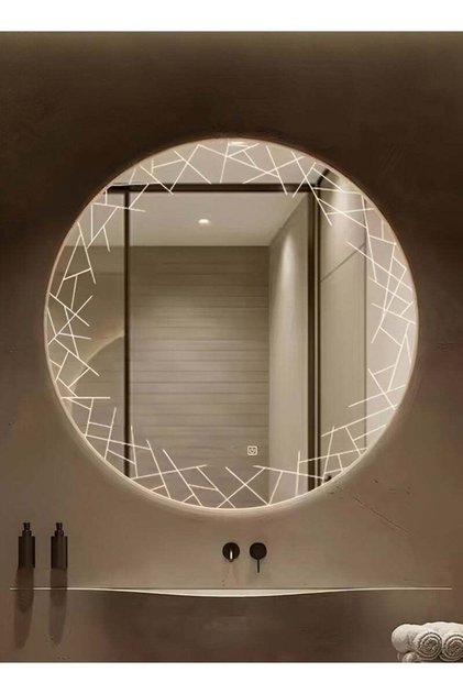 70cm Frameless Bathroom Mirror with 3-Level LED Front Light, Wall Mirror, Makeup Mirror