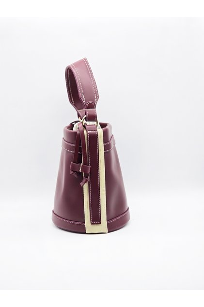 Women's Drawstring Closure Cylinder Hand and Shoulder Bag