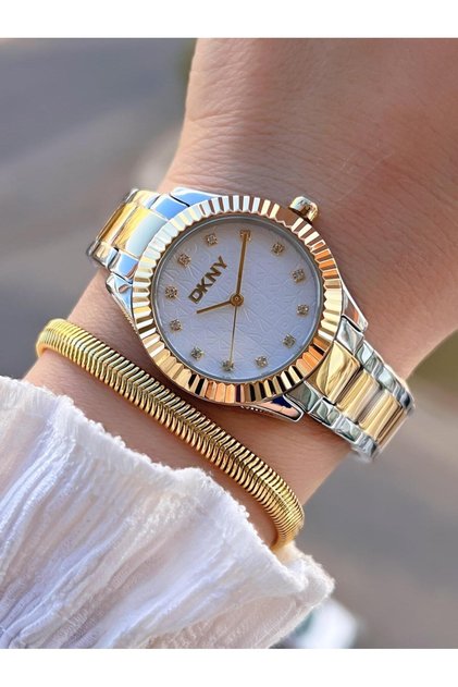 Çelik Kasa Ve Kordon 5 Atm Suya Dayanıklı 2 Yıl Garantili Kadın Kol Saati+Bileklik DKNY.0035.1
