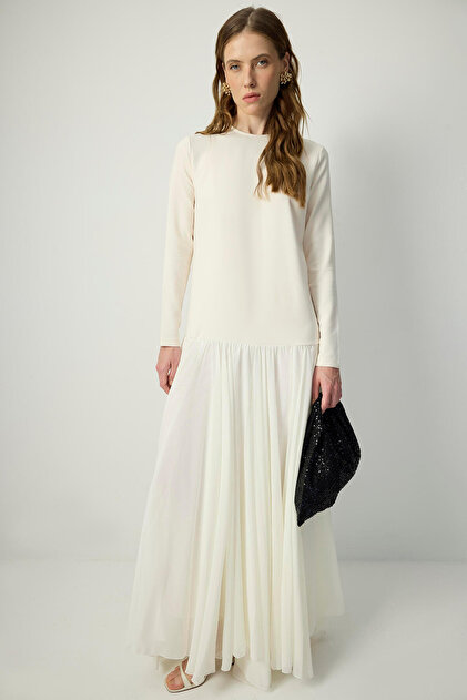 Touche Prive Chiffon Pleated Crepe Dress- Trendyol