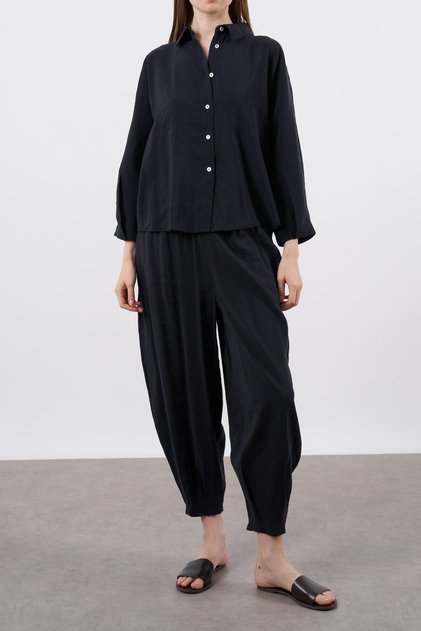Kadın Siyah Renk Oversize Gömlek Şalvar Pantolon Takım 50957