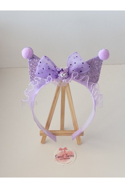 Trend Kuromi Purple Children's Crown with Bow and Pompom