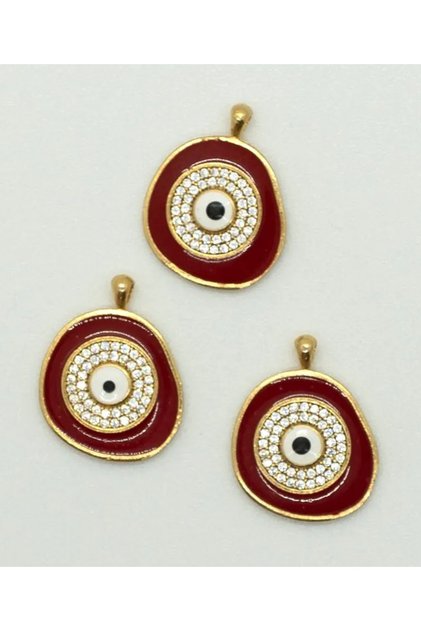 Modern Evil Eye Bead Pendant – 23X18 mm Amorphous Enamel Pendant Charm