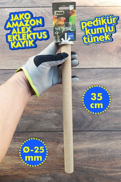 Venty 35 cm - Diameter 25 mm Sandy Pedicure Parrot Perch - Jako, Amazon, Eblectus, Kayak, Alex, Konur