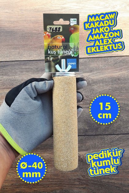Venty 15 cm - Diameter 40 mm Sandy Pedicure Parrot Perch - Macaw, Cockatoo, Jako, Amazon, Ectus, Kayak