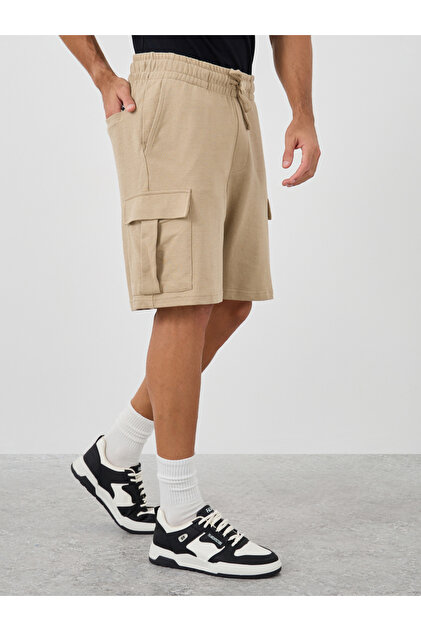 Solid Mid Rise Shorts with Cargo Pockets