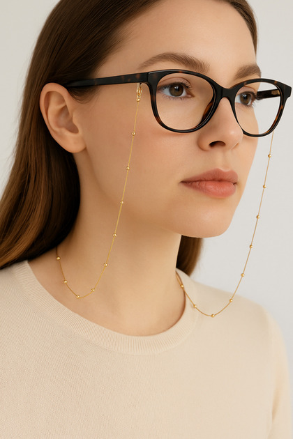Bead Detailed Anti-Tarnish Steel Glasses Chain – Stylish Design & Gift Boxed