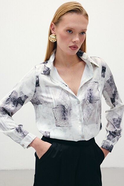 Patterned Classic Shirt - Beige