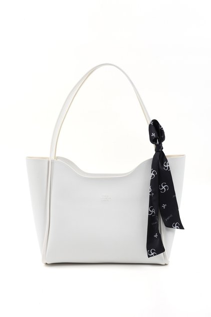 White Shk240 Faux Leather Zippered Single Compartment Hand, Arm and Shoulder Bag with Scarf Gift