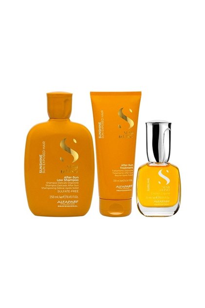 Alfaparf Semi di Lino Sunshine Комплект Шампоан 250 мл + Продукт за след слънце 200 мл + Кристално масло 15 мл