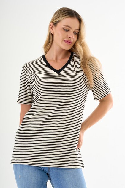 V-Neck Striped T-Shirt