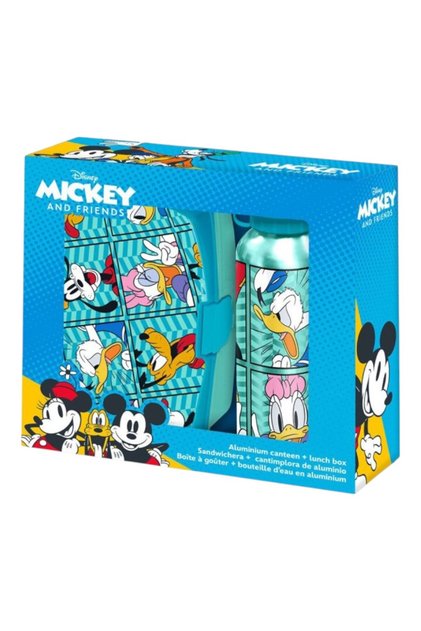 Set cutie sandwich din plastic, fara BPA si sticla apa din aluminiu 400 ml, multicolor, Mickey Mouse