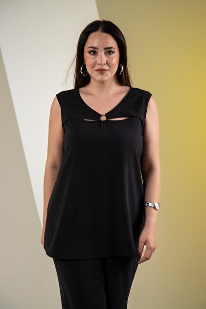 1112062 Women's Plus Size Ring Detailed 2'Litakım Black
