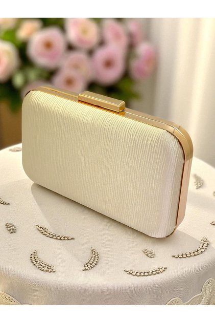 Skin Color Waterway Pattern Satin Women's Evening Dress Bag Wedding Engagement Graduation