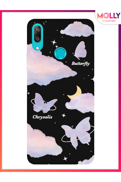Black Celestial Flutterby Pattern Silicone Case for Huawei Y7 2019