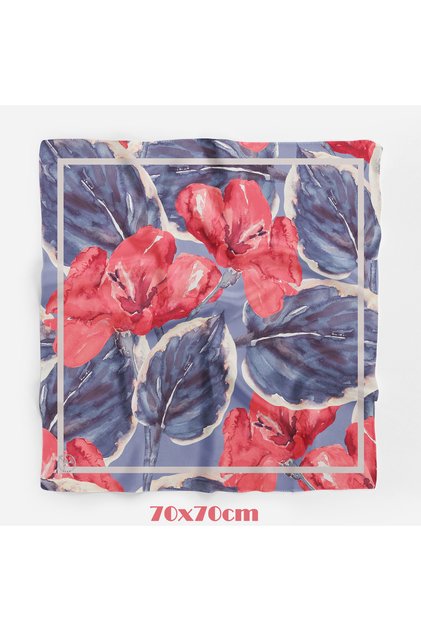 Red Blue Floral Pattern 70*70cm Bandana/Scarf