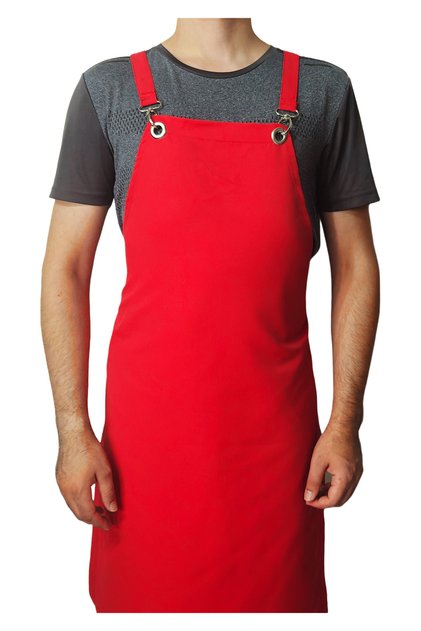 Cross Tie Pocketless Red "Cross - Back" Kitchen Restaurant Chef Apron