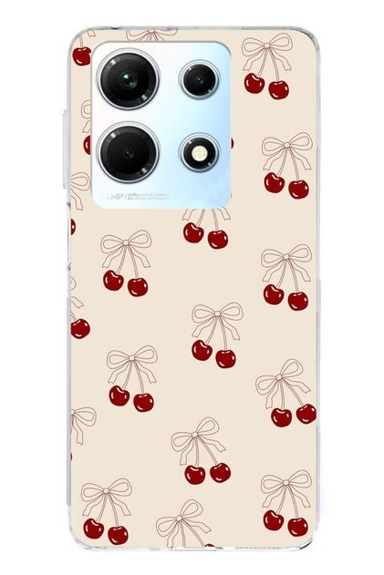 Infinix Note 30 Compatible Bow Cherries Transparent Silicone Case