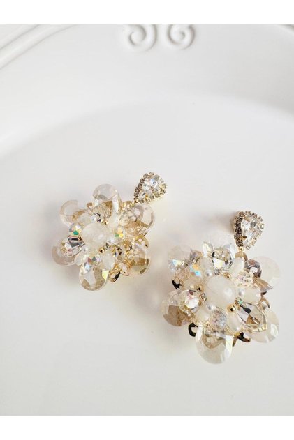 Evening Dress Crystal Flower Earrings 5 cm