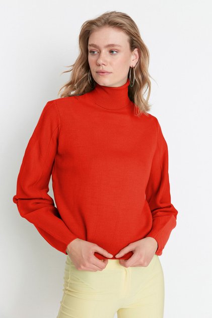 Pomegranate Flower Basic Turtleneck Knitwear Sweater Twoaw21Kz0485