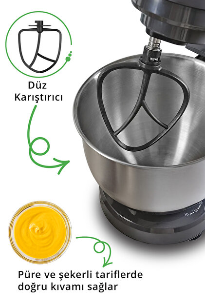 Kiwi Kmx-3638 Hamur Yoğurma & Stand Mikser 5,3 Lt 1300w 8 Hız