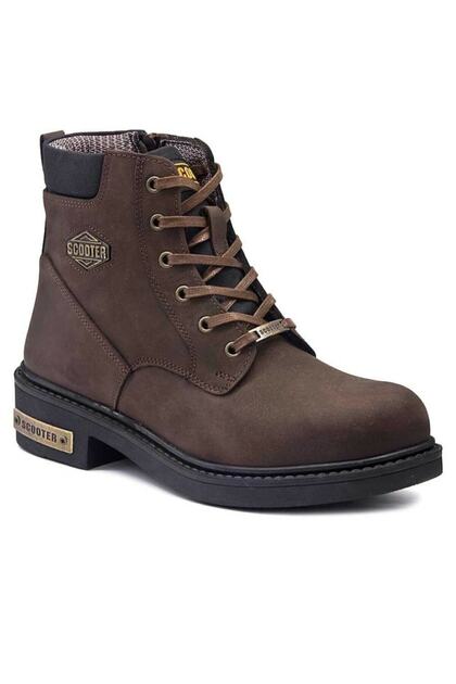 M5121 Hakiki Deri Siyah Bağcıklı Fermuarlı Unisex Kışlık Bot