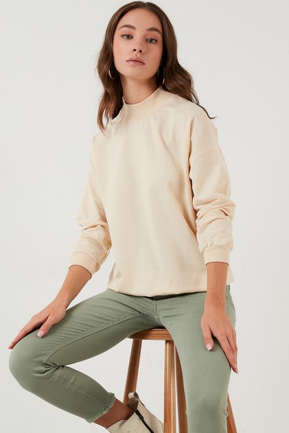 Dik Yaka Basic Örme Sweat Bayan Sweat 5863323