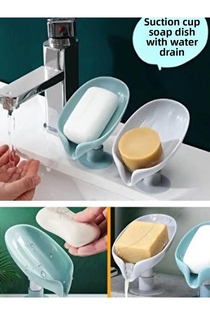 Practical Suction Cup Soap Dispenser with Water Drain | Waterproof Solid Soap Dish with Suction Cup Gray