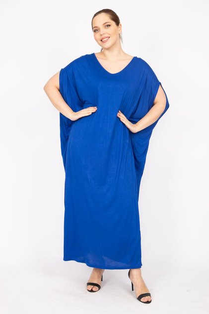 Women's Cobalt Blue Plus Size Casual Cut Lined Dress 65n35835