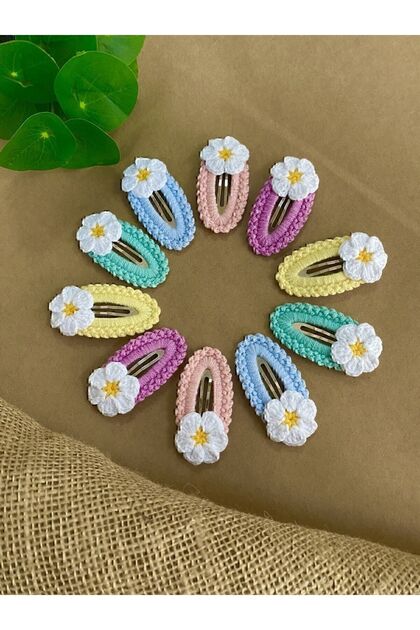 Handmade Baby Girl and Child Knitted Snap Buckle Set of 10