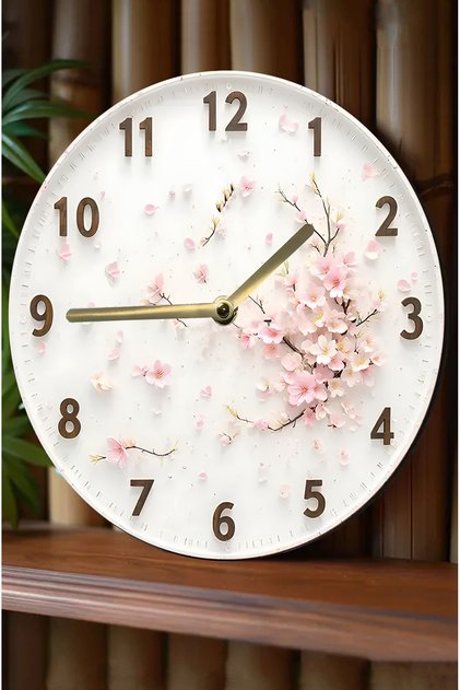🩷🌸 Sakura Esintisi – 3D Görünümlü Çiçekli Duvar Saati 🕒✨ sdw268