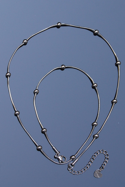 Steel Italian Dorika Snake Necklace 1 mm Silver Color |   Non-Blackening, Unisex, 2 Years Warranty