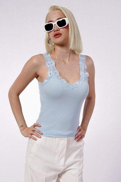 Mavi Dantelli Basic Kadın Atlet SH251