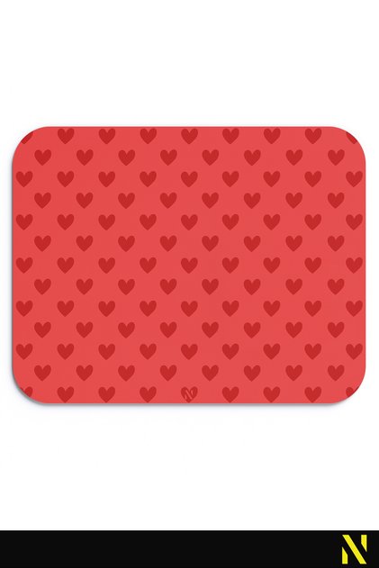 Kırmızı Renkli Kalpli Desenli Ergonomik Mouse Pad, Kaymaz Yüzey ile Ev ve Ofis Kullanımı için İdeal