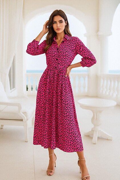 strapless open back dress Leopard Print Maxi Dress With Front Slits INES main image 0