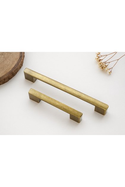 Bridge Tumbled Yellow Metal Handle 160-192mm Double Hole, Cabinet, Drawer, Kitchen Handle