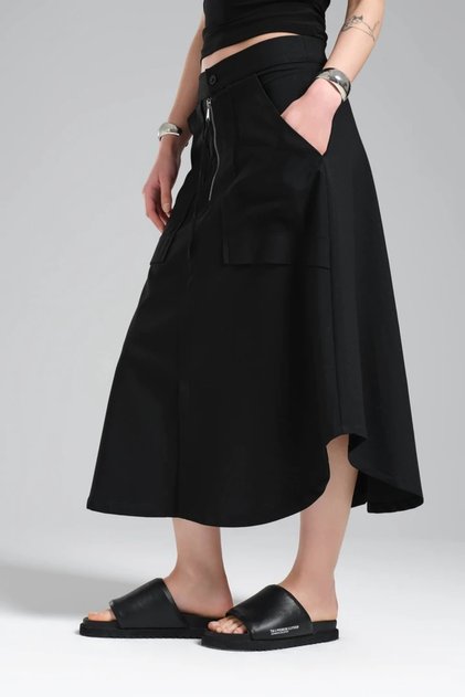 Women's Design Bell Skirt with Pockets and Zipper Detail