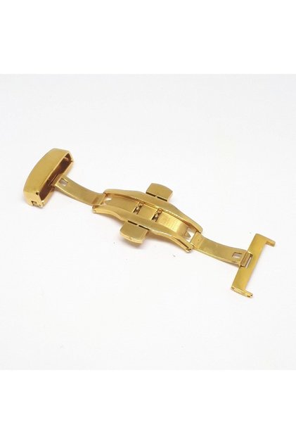 Watch Leather Strap Clip Butterfly Lock Yellow Gold - Clasp Size 22mm