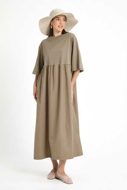 KOSEI メッシュユニフォーム Lサイズ minaaise Haki Üstü Penye Altı Dokuma Oversize Uzun Elbise 27258