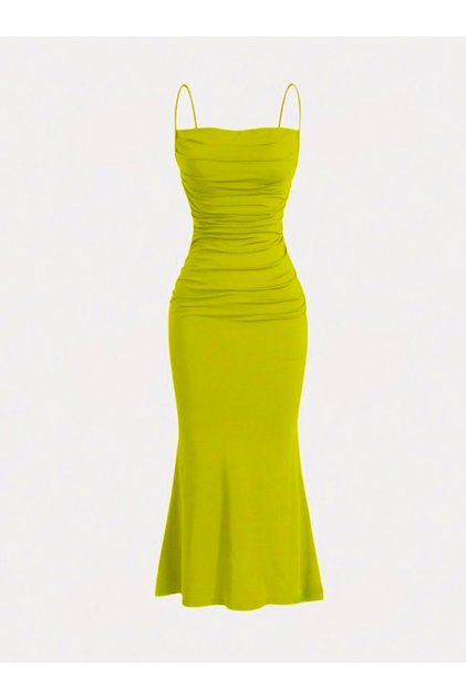 Maria - Draped Fish Form Maxi Dress with Straps