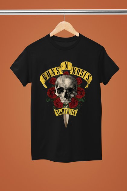 GUNS N' ROSES BASKILI PAMUKLU KISA KOLLU REGULAR KALIP ROCK TSHIRT